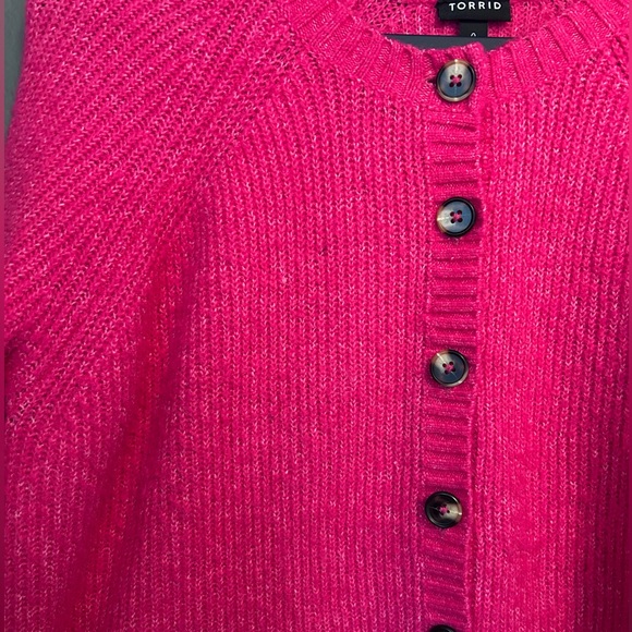 Torrid Vegan Cashmere Cropped Cardigan Sweater Hot Pink - Picture 7 of 13